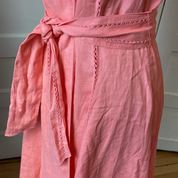 Jones New York Peach Linen Belted Wrap Dress, Size 8 - Picture 7 of 17
